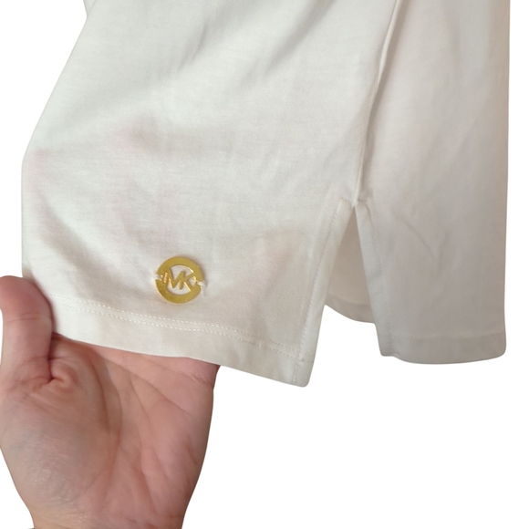 Michael Kors V-neck Cold Shoulder White T-shirt Size Large NWT** - Picture 5 of 7